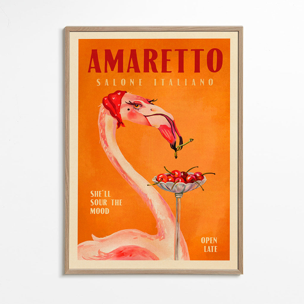 Kökskonst vintage med flamingo och cocktail