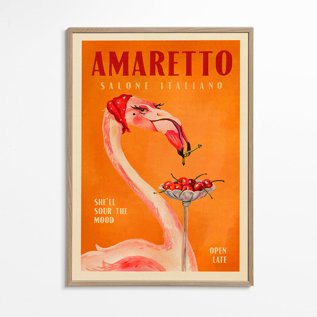 Kökskonst vintage med flamingo och cocktail