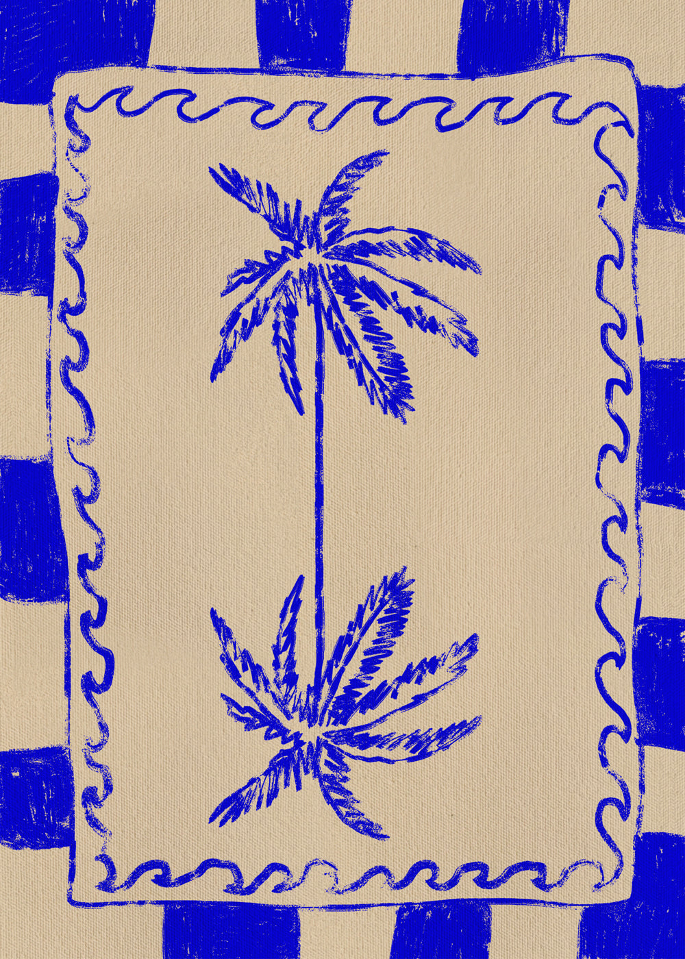 Botanisk illustration blå palm