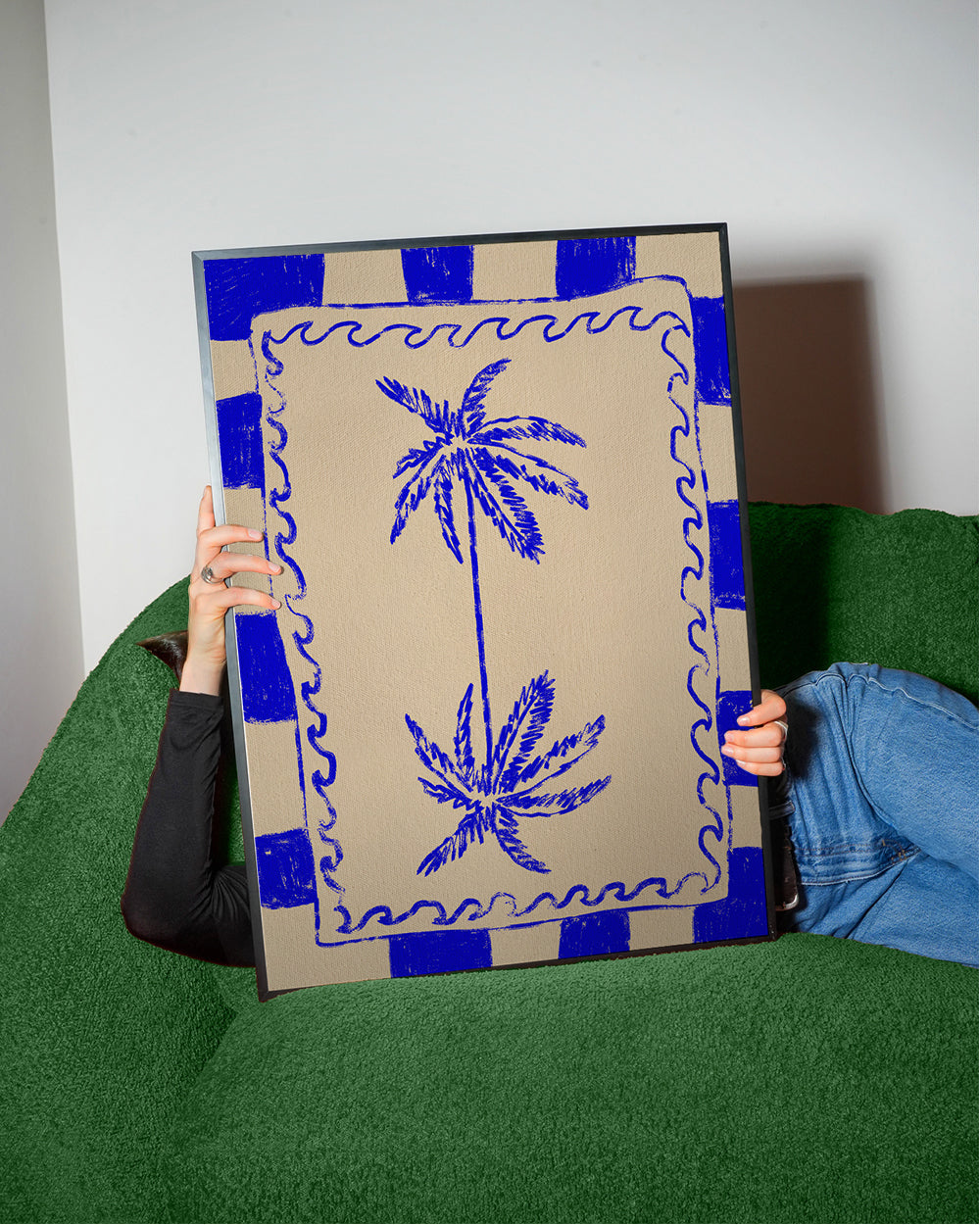 Botanisk illustration blå palm