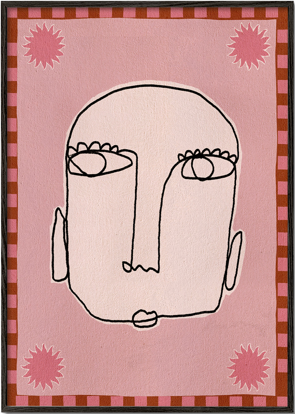 Linjärt ansikte illustration rosa