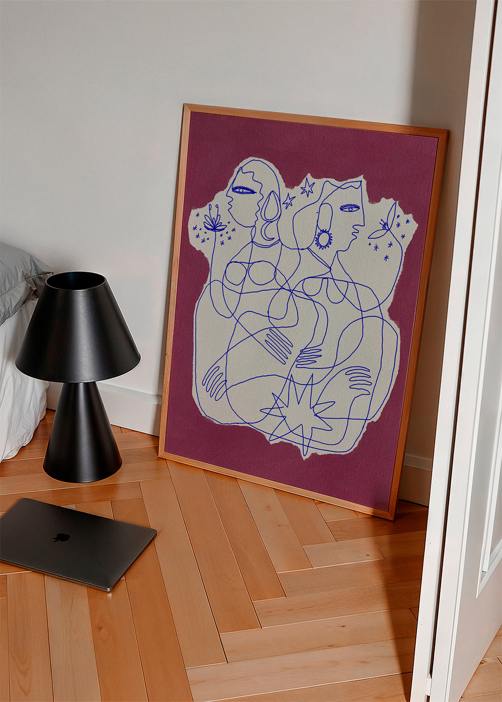 Linjeillustration av två figurer på trasigt papper