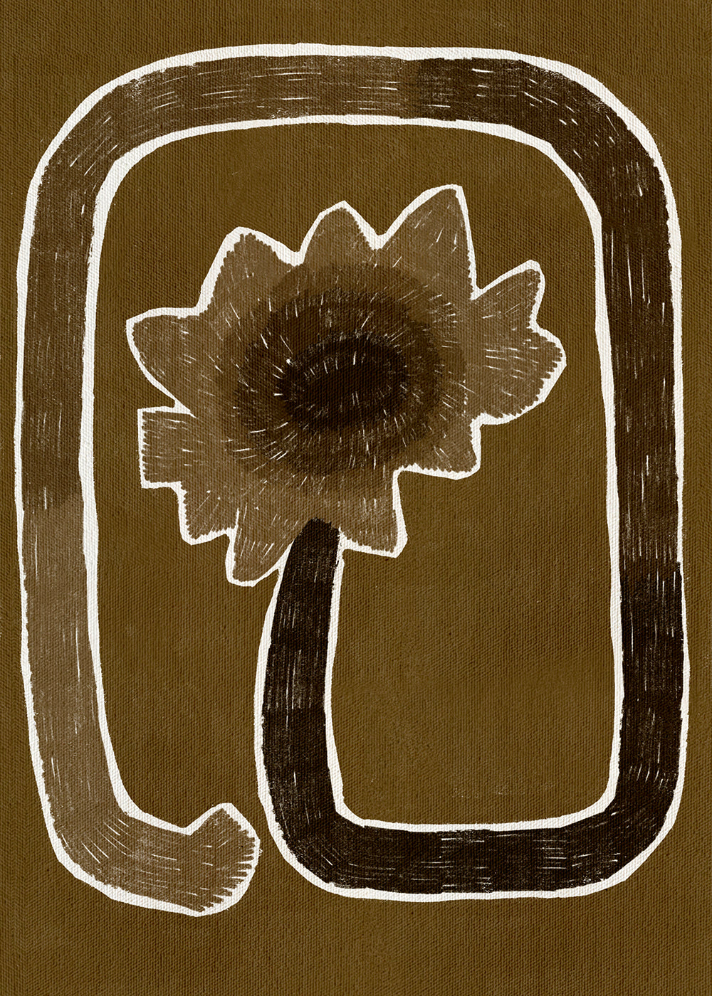 Botanisk poster med stiliserad blomma