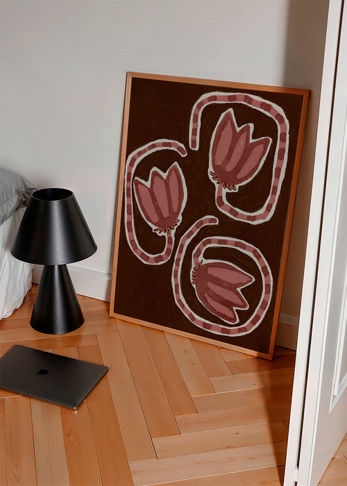 Botanisk poster med stiliserade tulpaner
