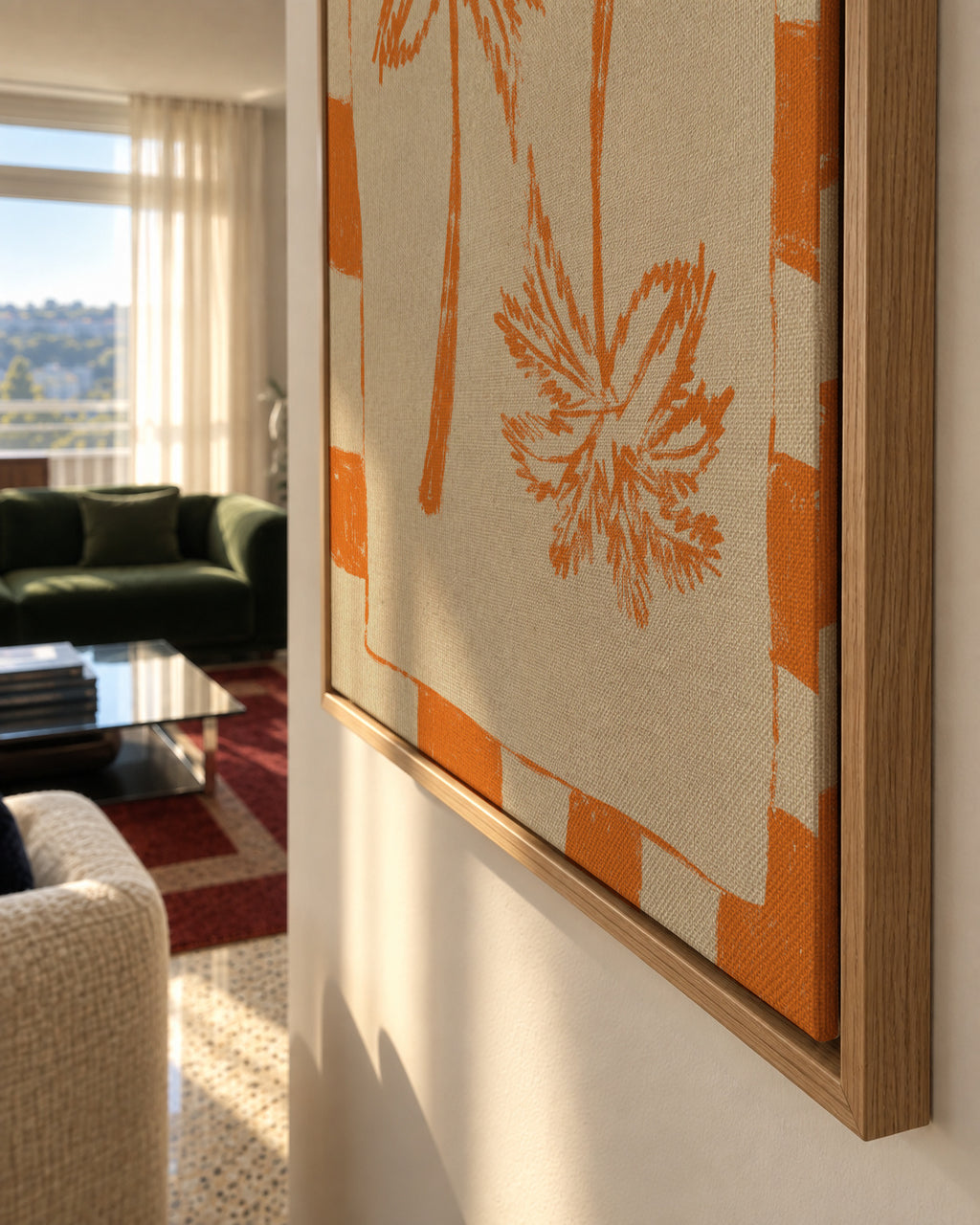 Palm paradise – Orange - Framed canvas detail