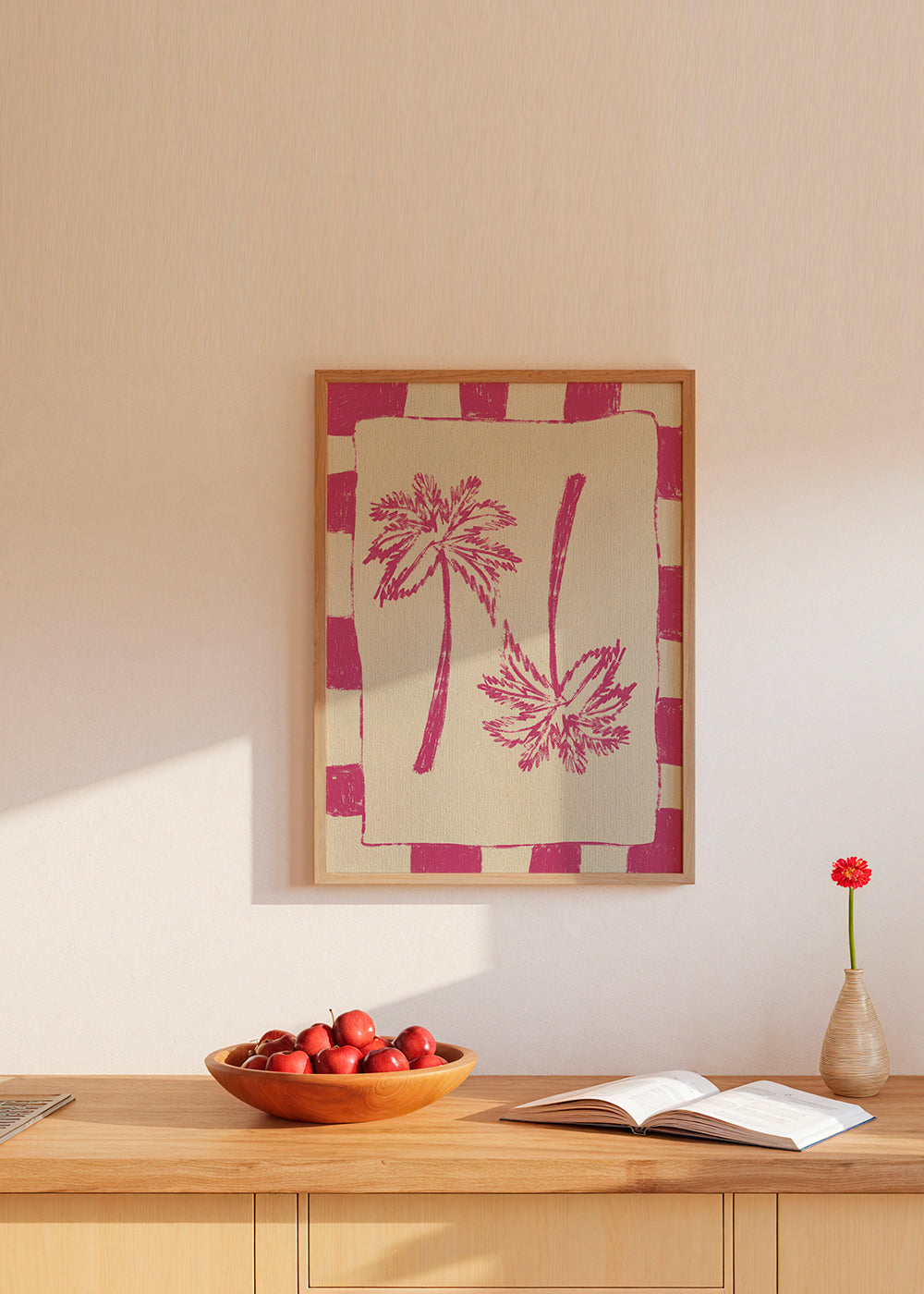 Botanisk poster rosa palmer