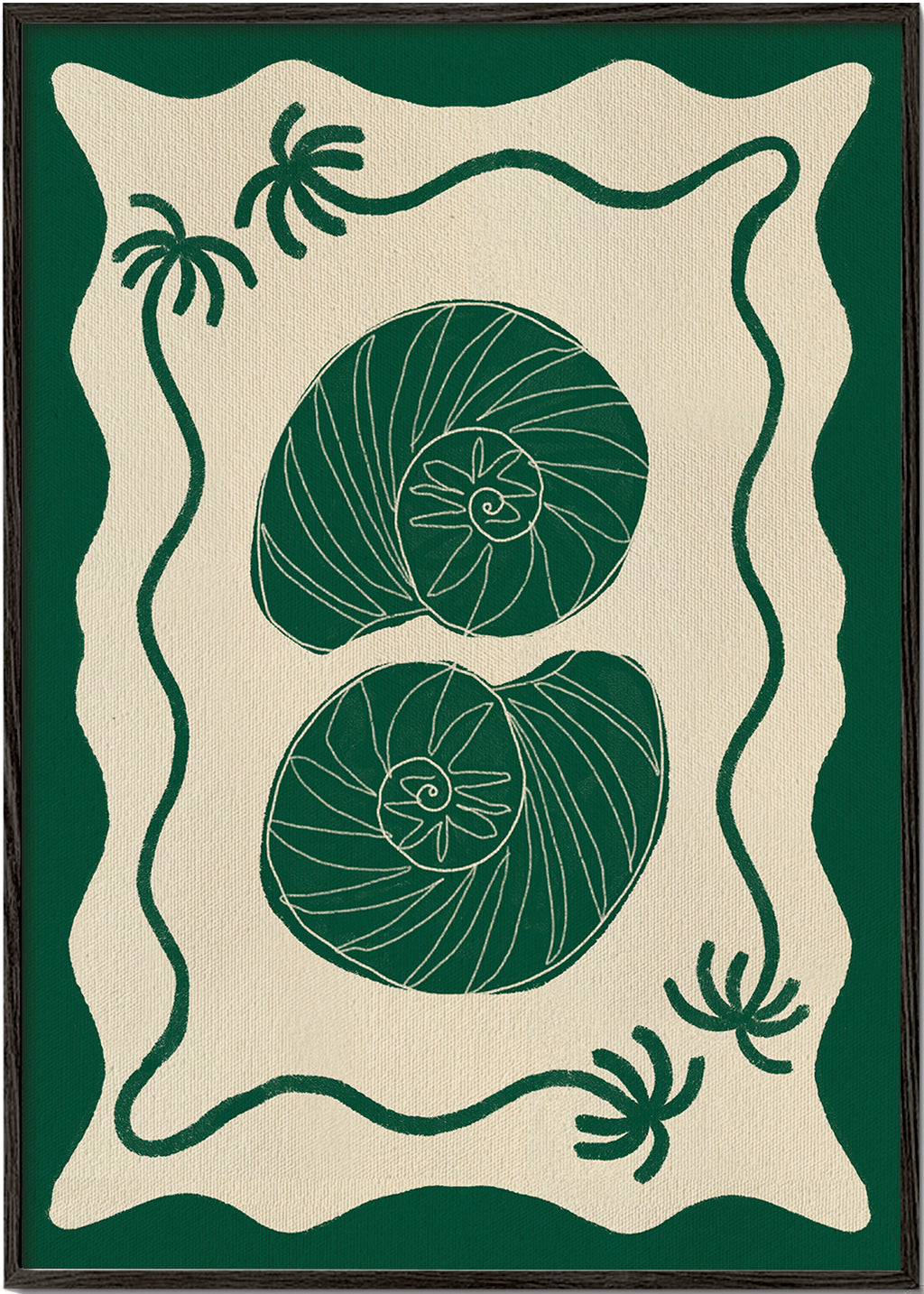 Botanisk poster med gröna snäckor