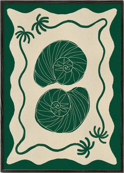 Botanisk poster med gröna snäckor