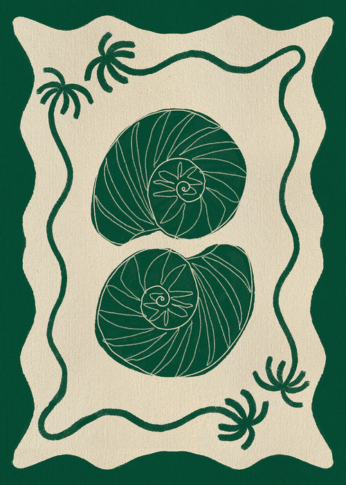 Botanisk poster med gröna snäckor