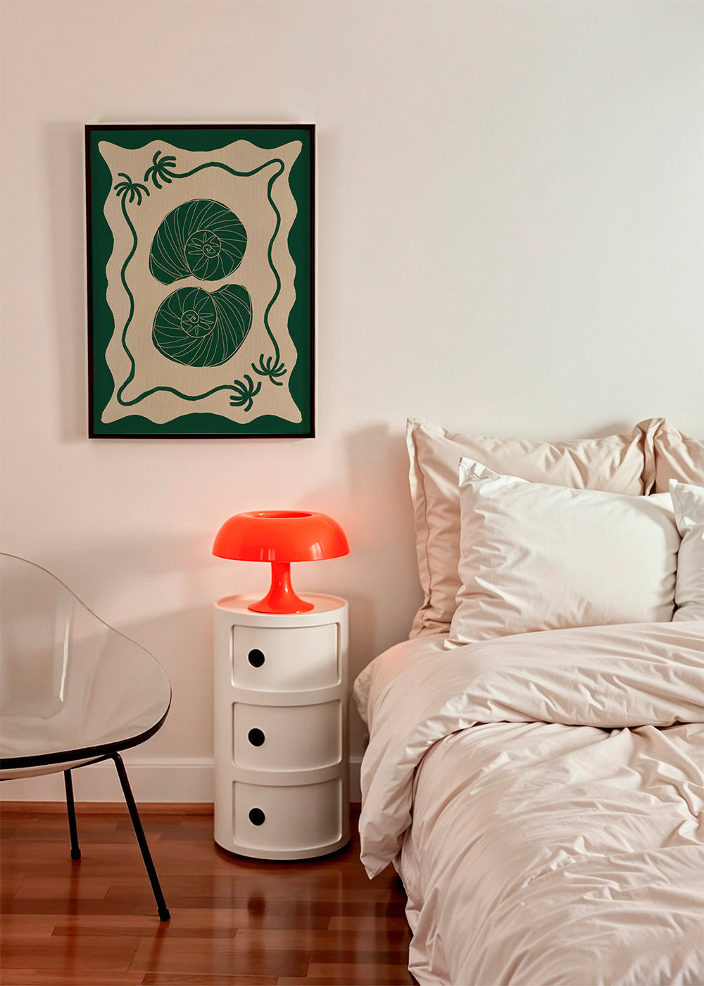 Botanisk poster med gröna snäckor