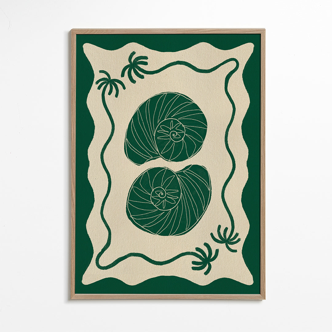 Botanisk poster med gröna snäckor