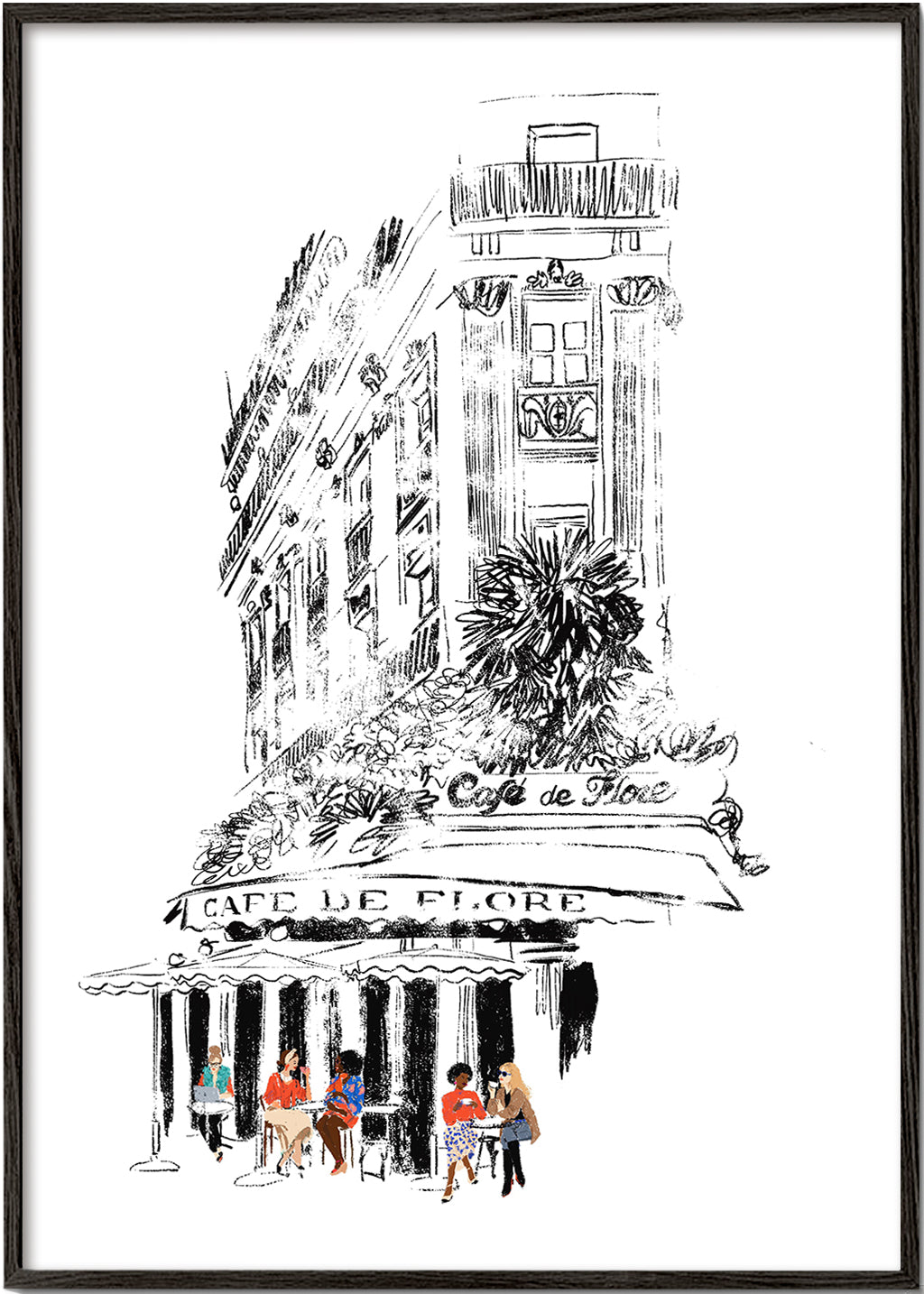 Kökskonst: Parisisk kaféillustration på fasad