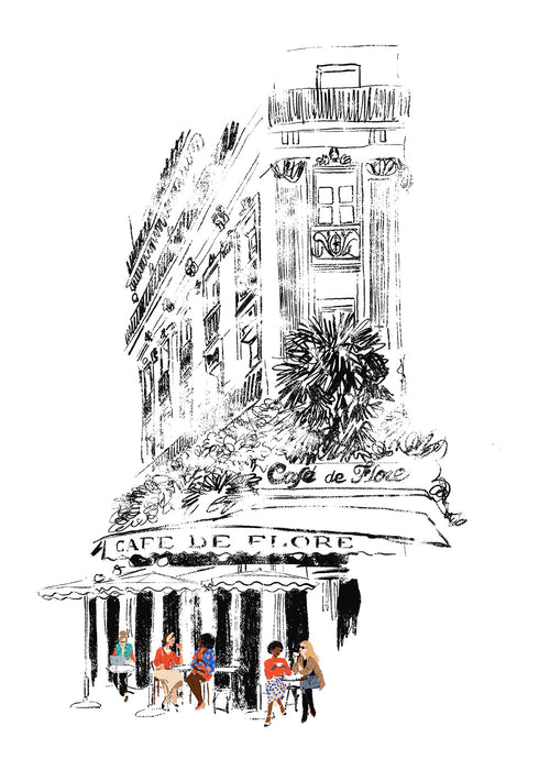 Kökskonst: Parisisk kaféillustration på fasad