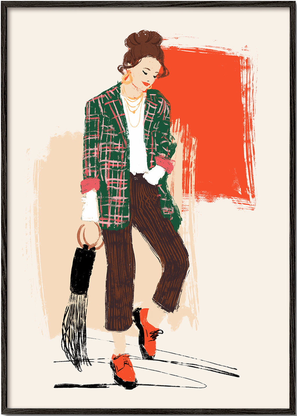 Modeillustration med rutig jacka