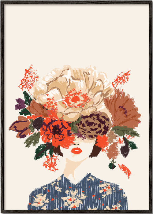 Botanisk poster med illustrerad blomsterkrona