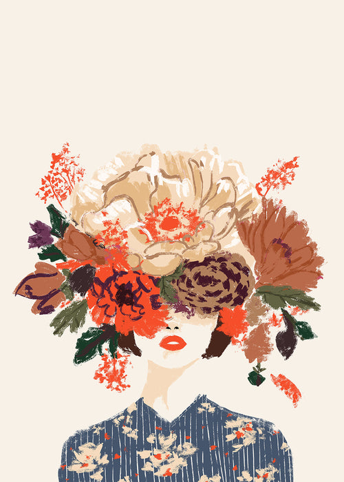 Botanisk poster med illustrerad blomsterkrona