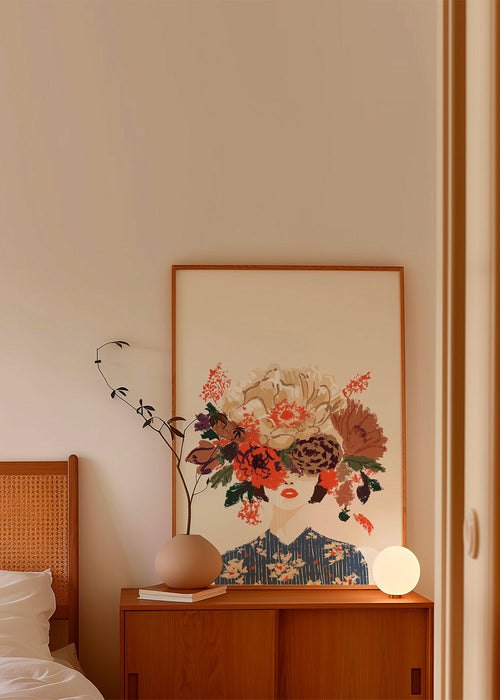 Botanisk poster med illustrerad blomsterkrona