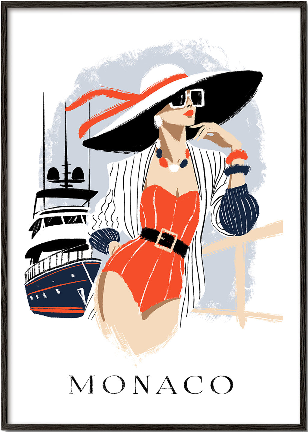 Modeillustration på en yacht