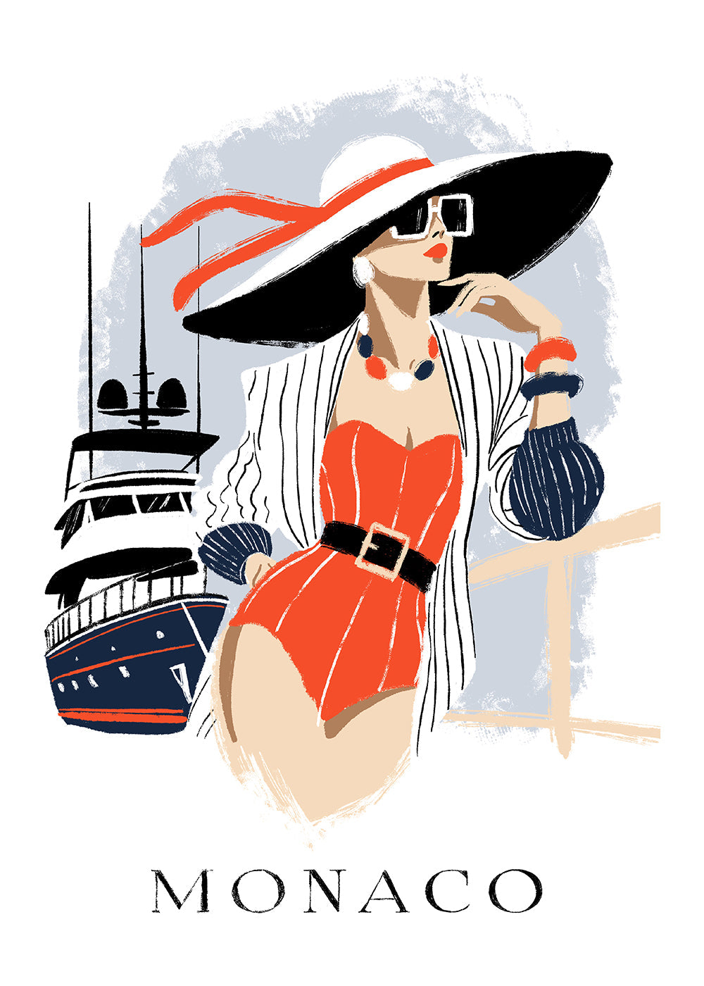 Modeillustration på en yacht