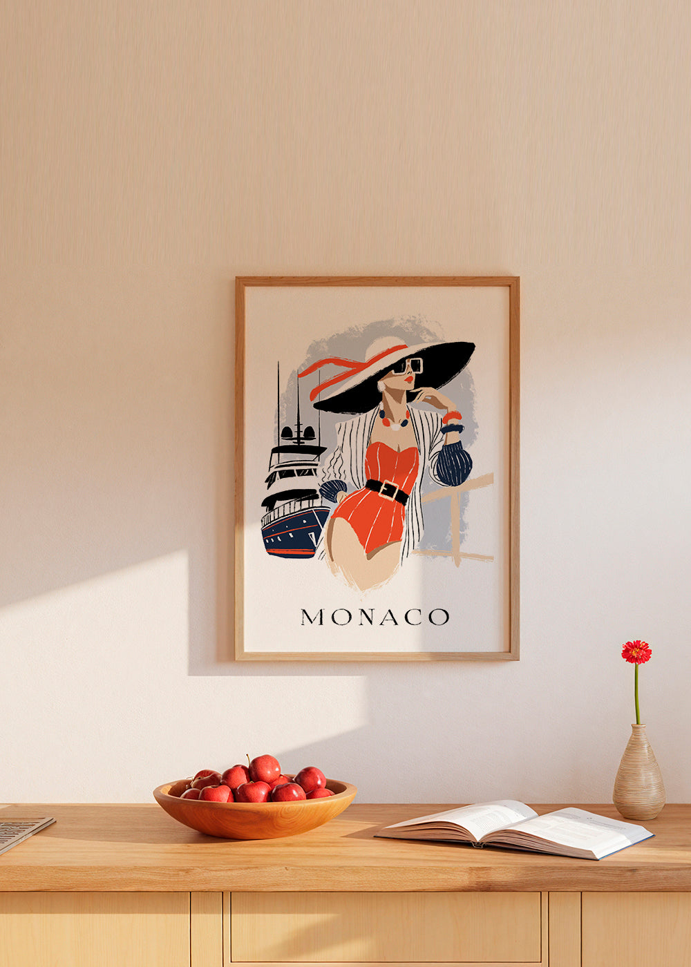 Modeillustration på en yacht