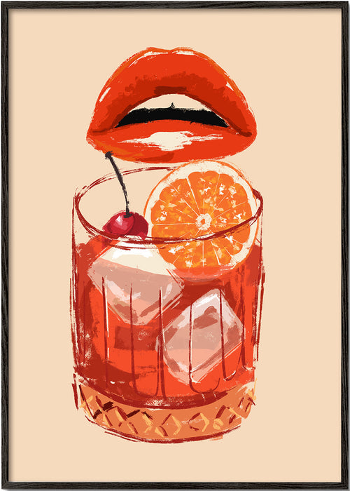 Kökskonst Old Fashioned cocktail med läppar
