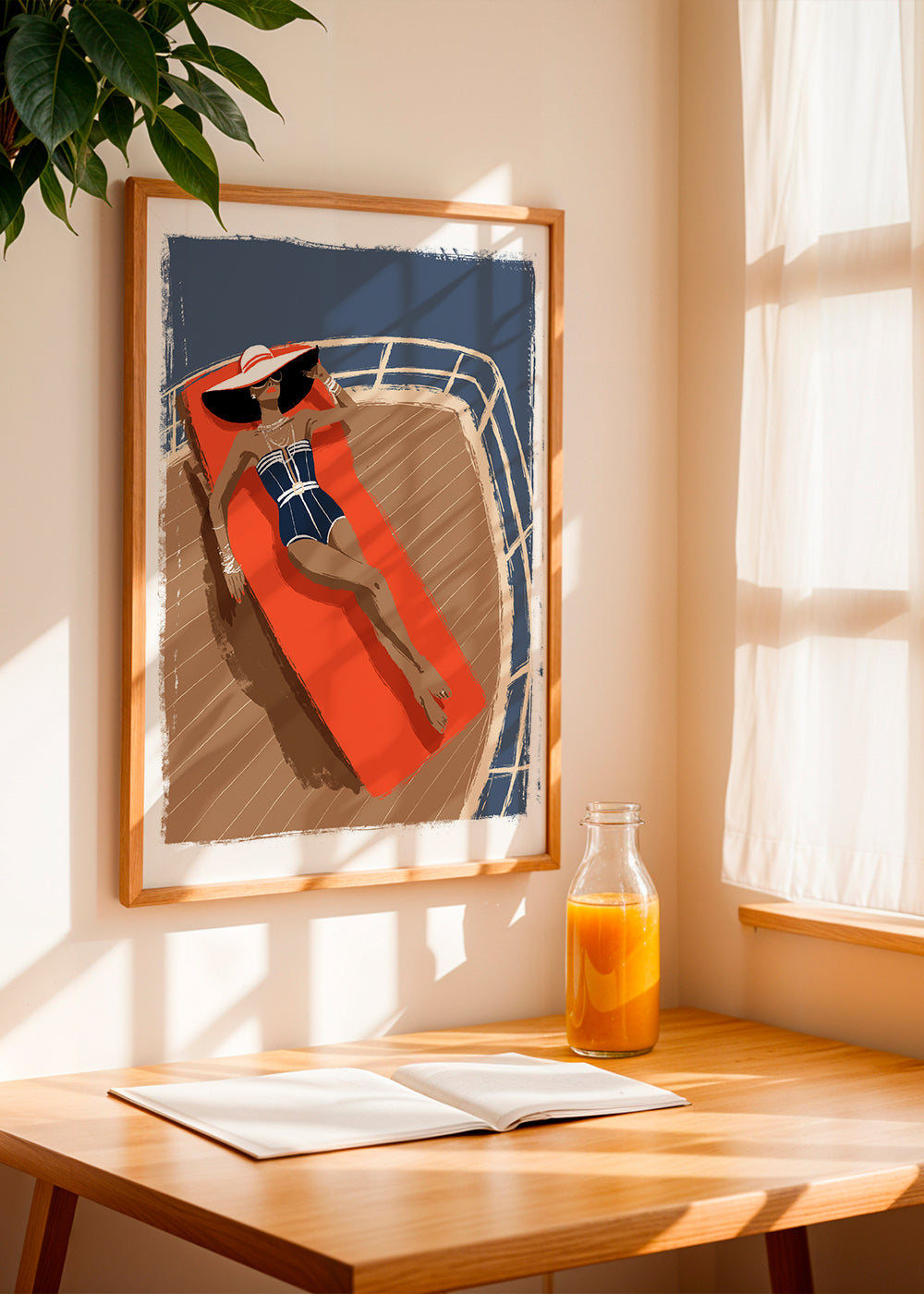Illustration kvinna på yacht