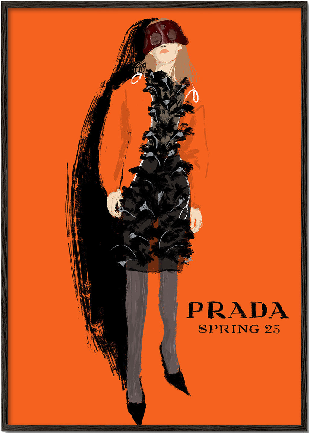 PRADA modeillustration på orange bakgrund
