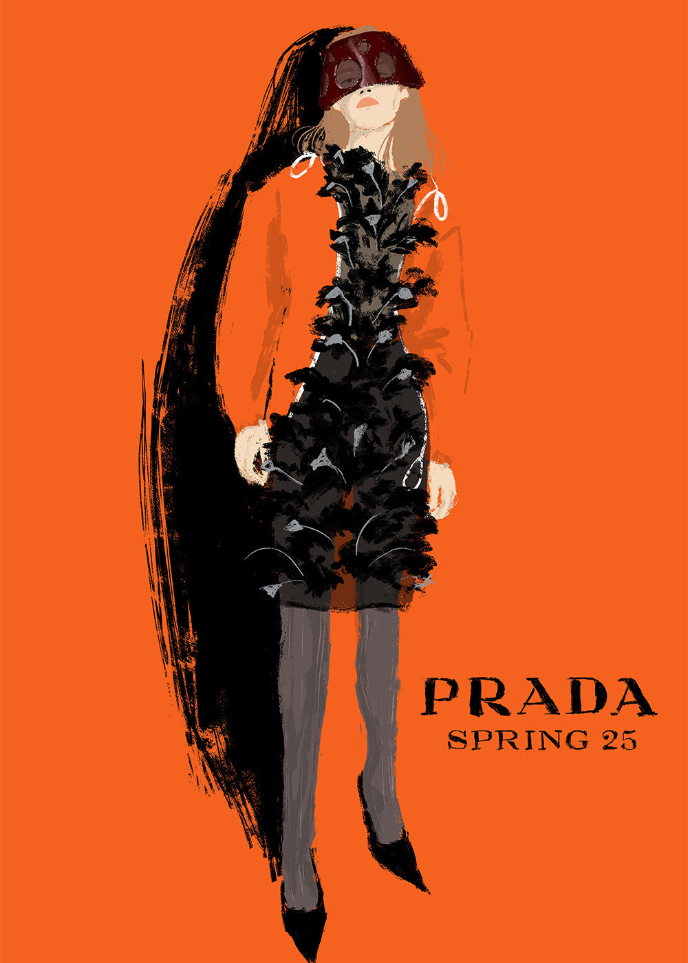 PRADA modeillustration på orange bakgrund