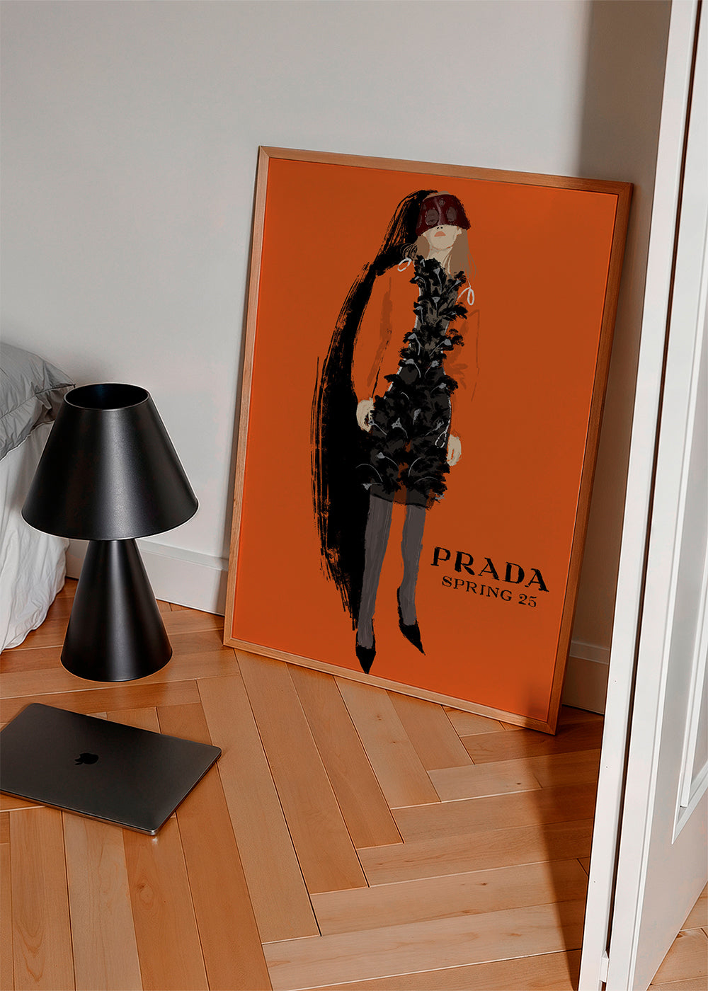 PRADA modeillustration på orange bakgrund