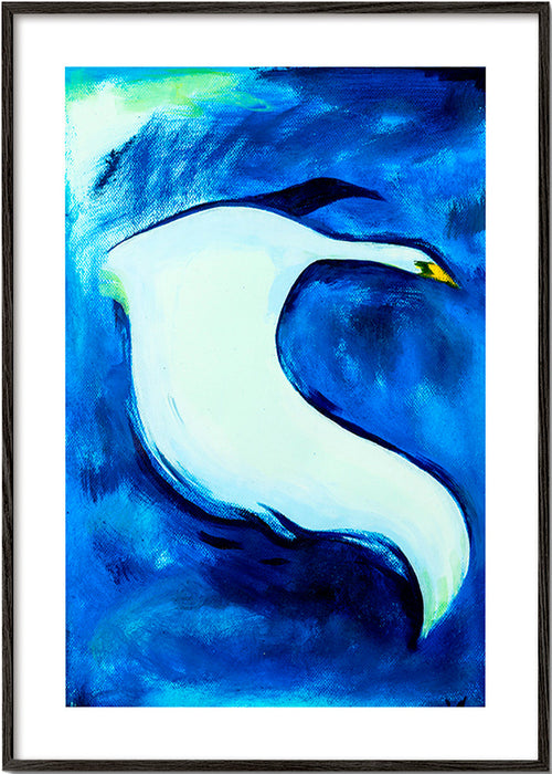 Svanmålning på djupblå bakgrund – Black Frame