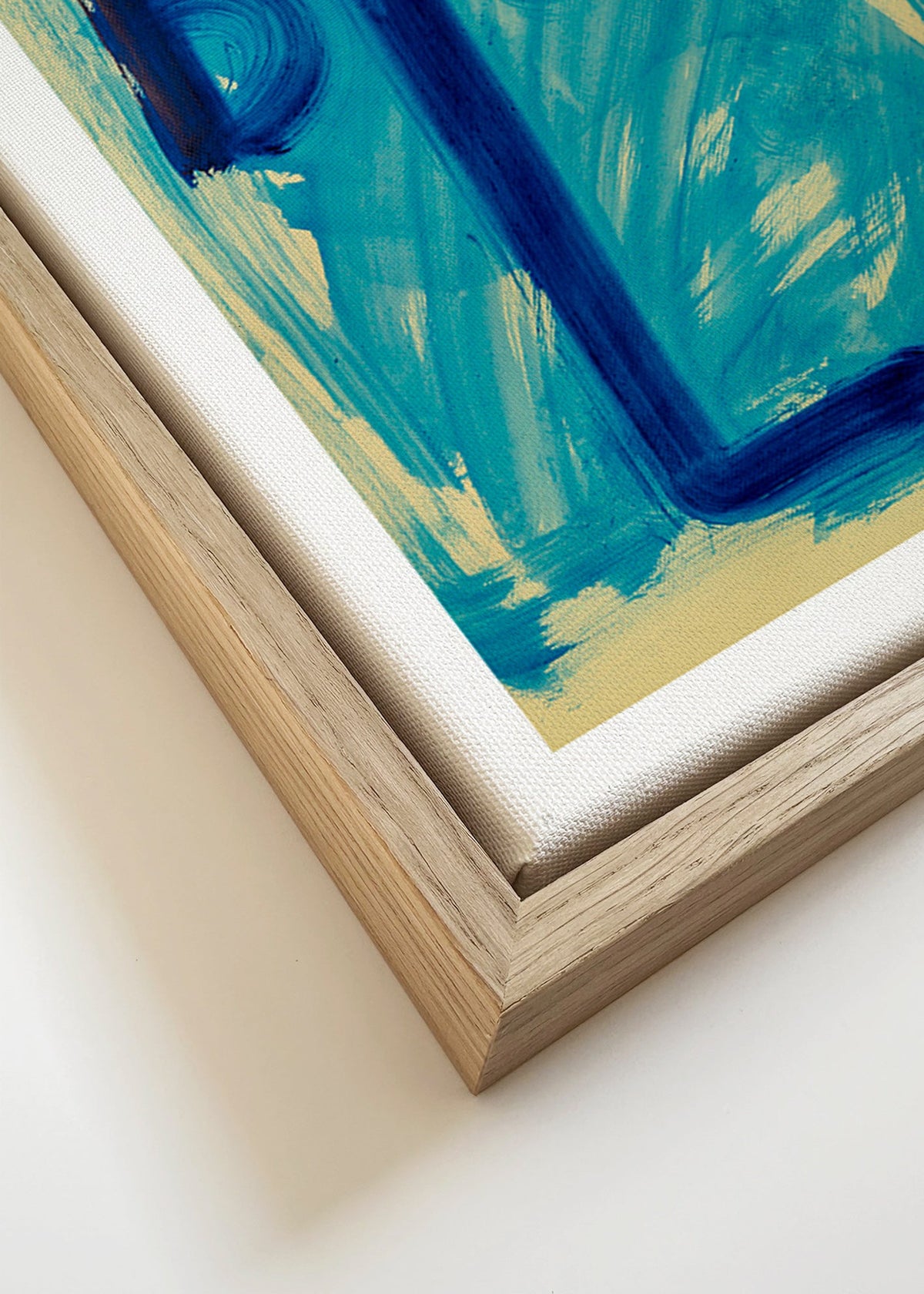 Abstrakt konstverk med handmålad blå typografi – Canvas detail