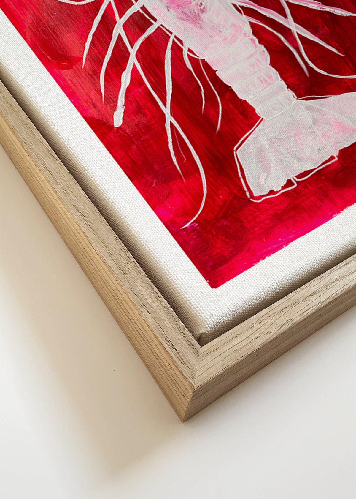 Kökskonst: vit hummer på röd bakgrund – Canvas detail
