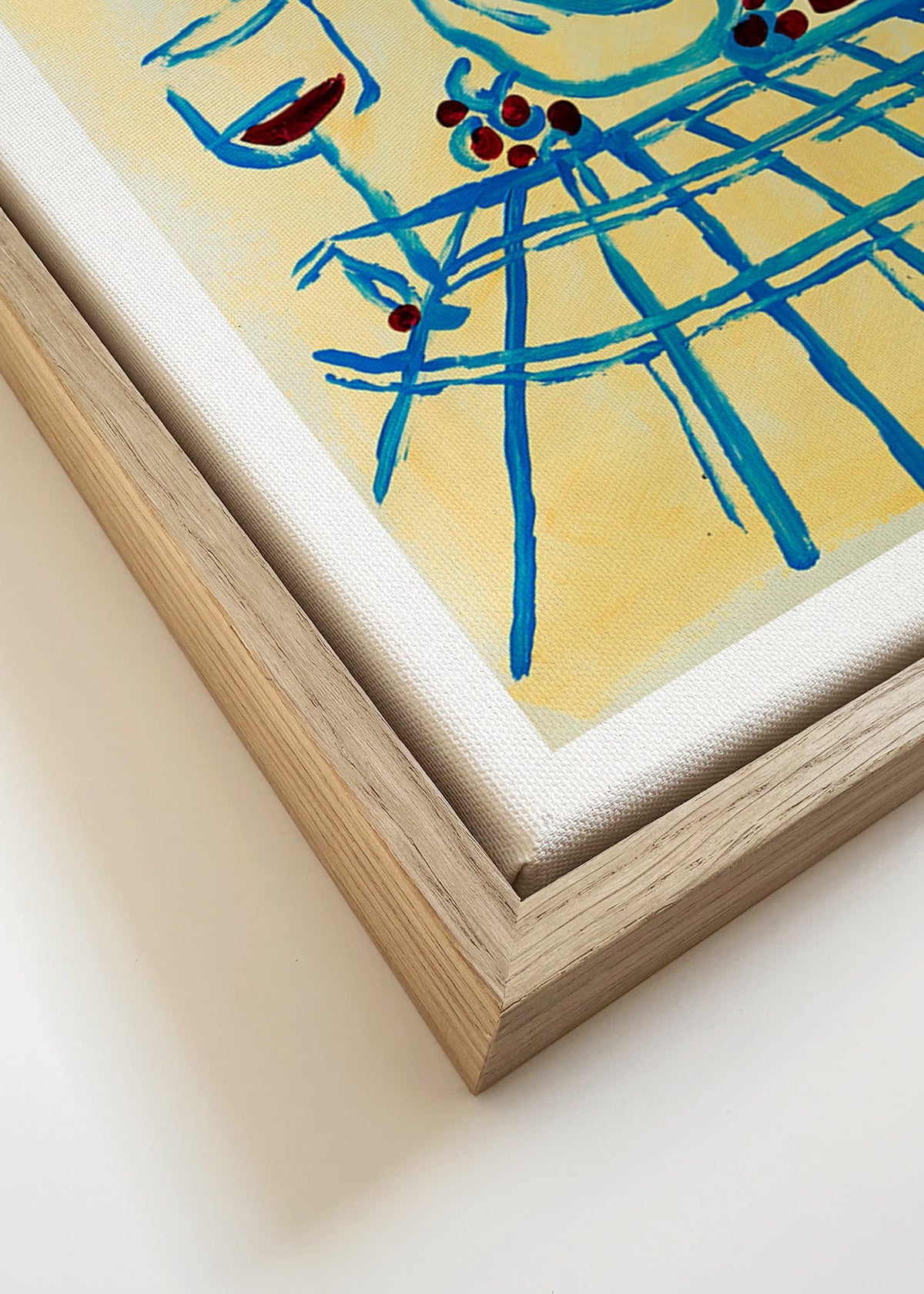 Kökskonst: blå stilleben med bananer – Canvas detail