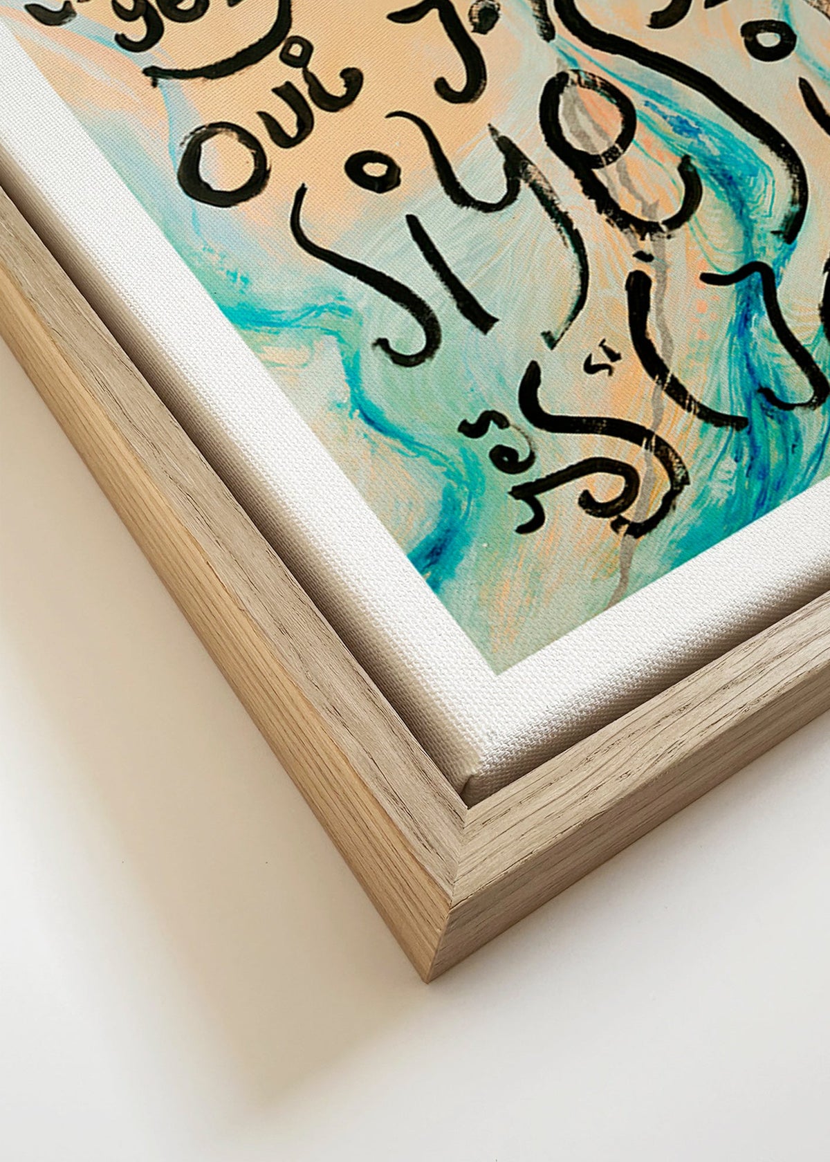 Illustration med handskriven text och flödande vågor – Canvas detail