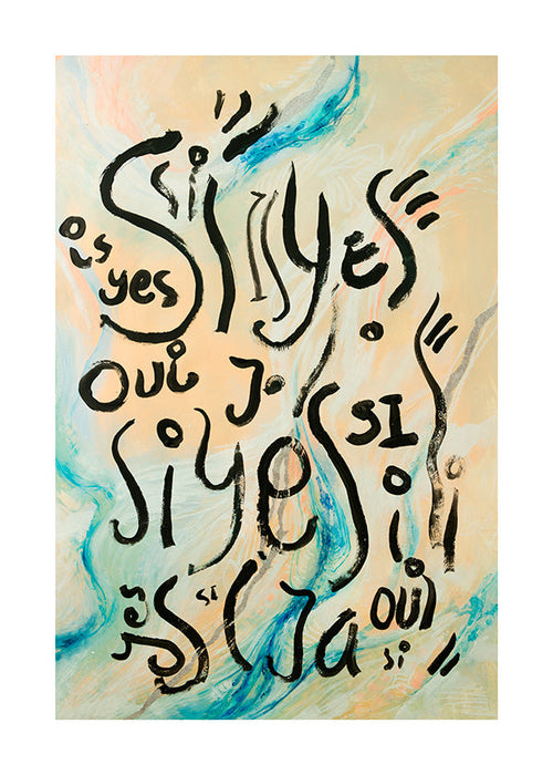 Illustration med handskriven text och flödande vågor