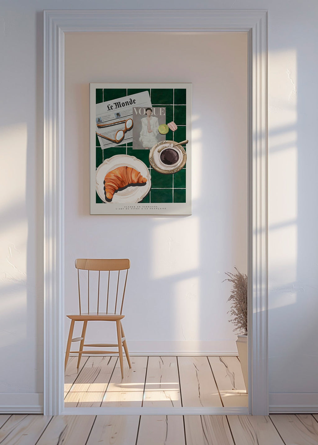 Kökskonst med croissant och kaffe