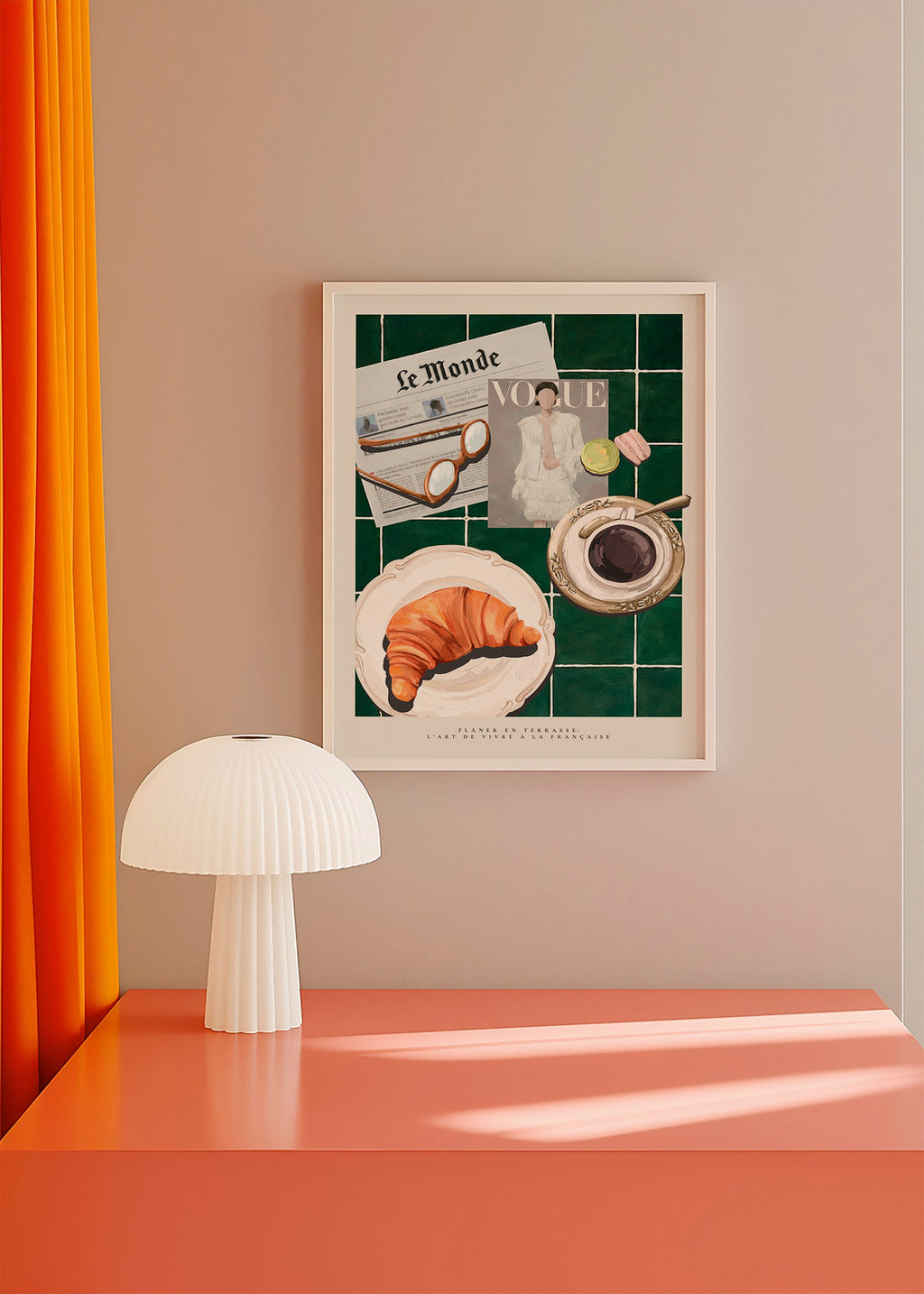 Kökskonst med croissant och kaffe