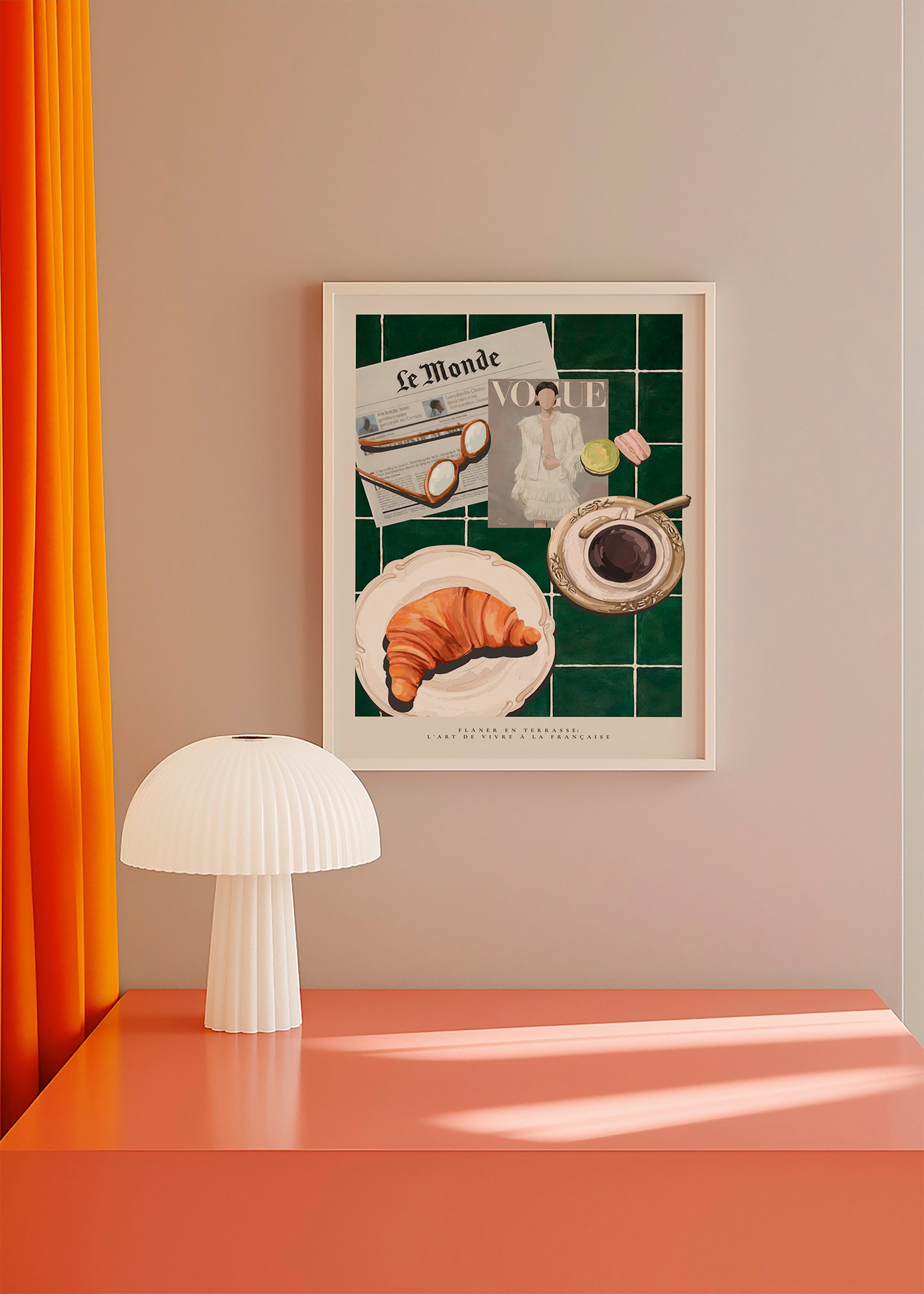 Kökskonst med croissant och kaffe