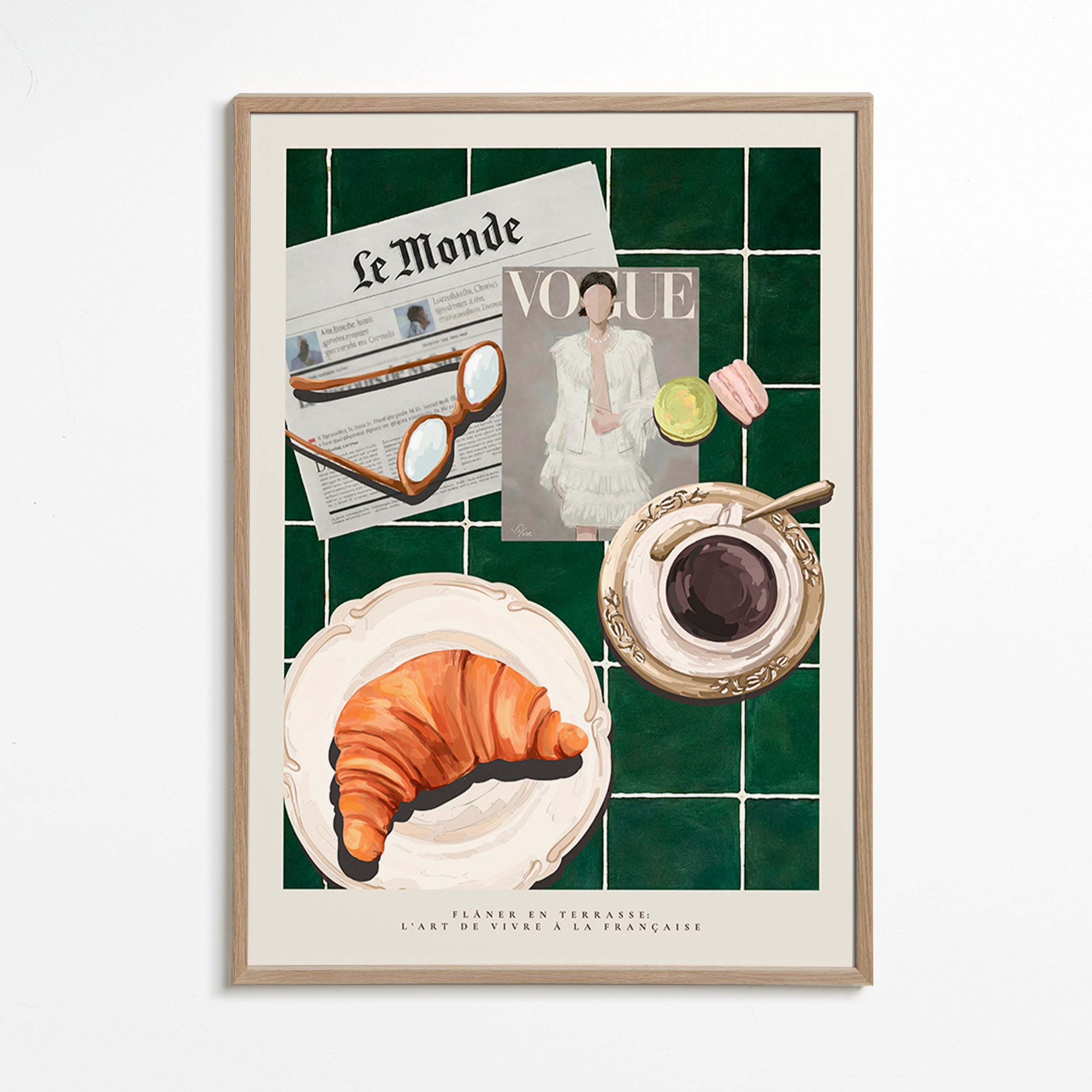 Kökskonst med croissant och kaffe