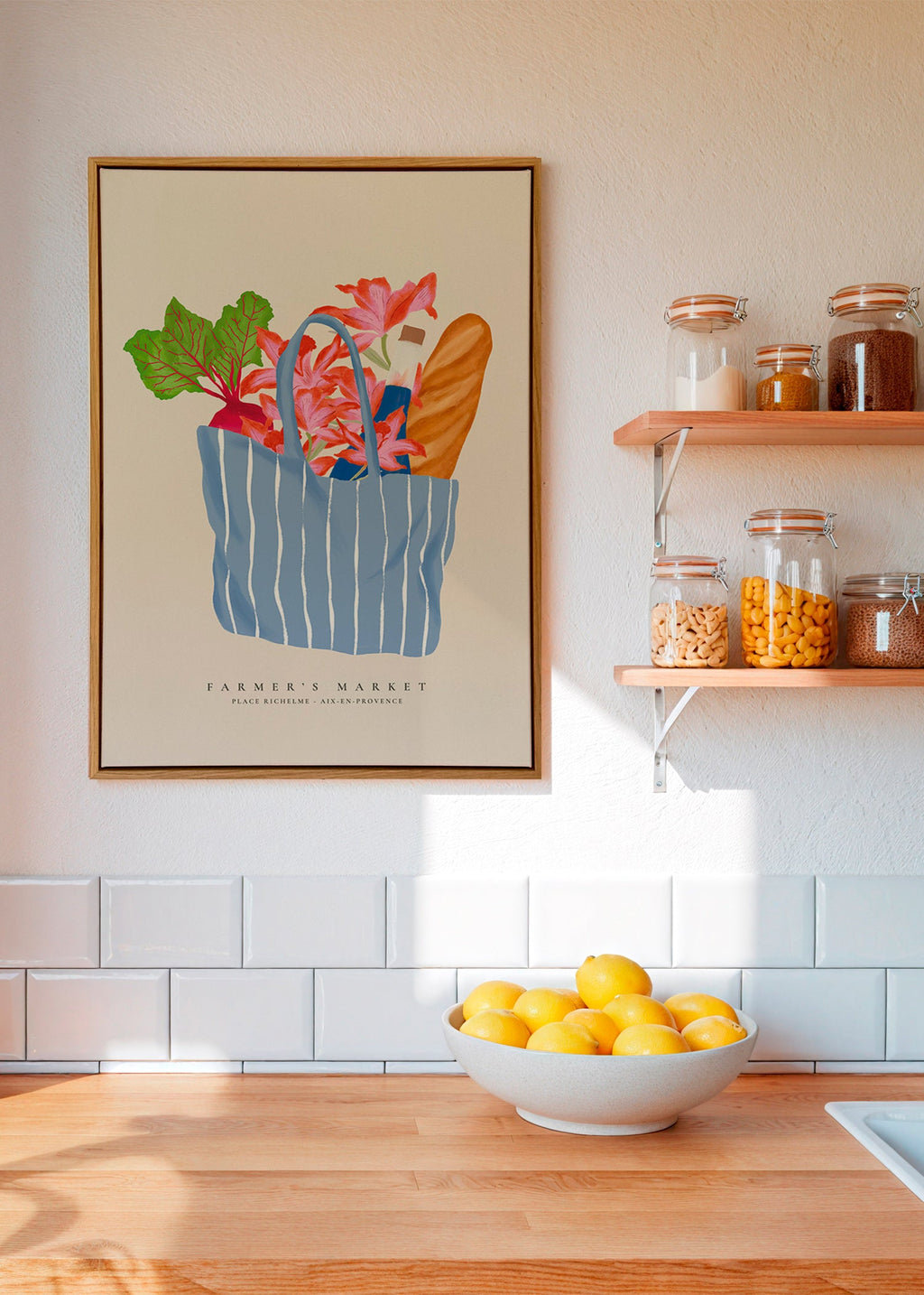 Kökskonst med illustration av marknadspåse