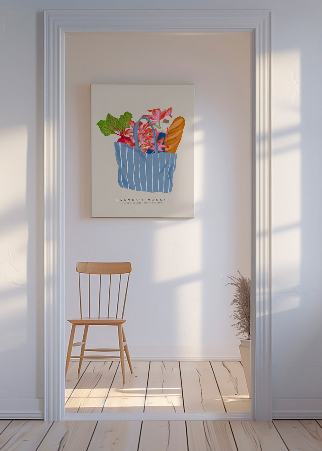 Kökskonst med illustration av marknadspåse
