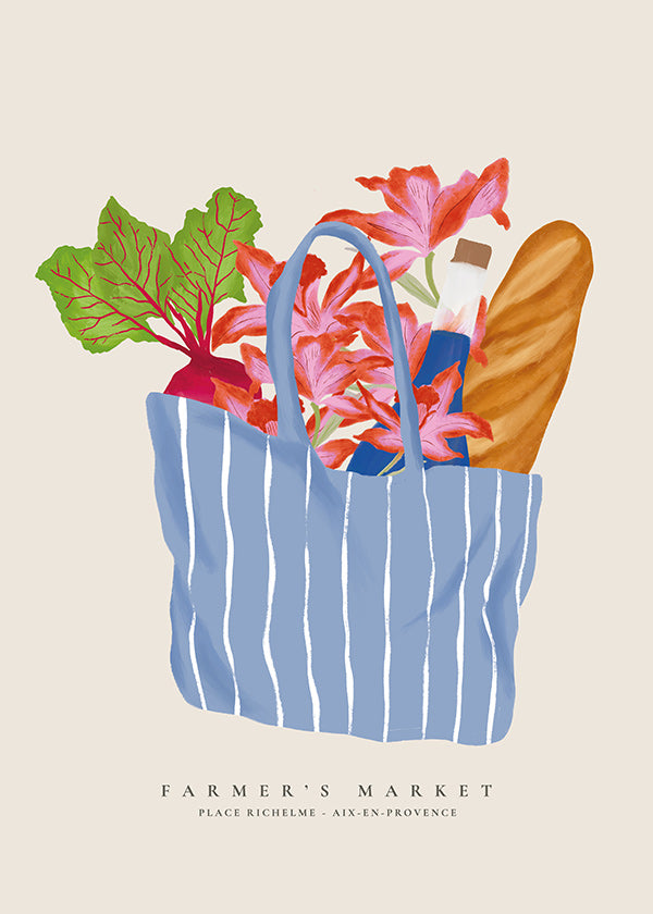 Kökskonst med illustration av marknadspåse