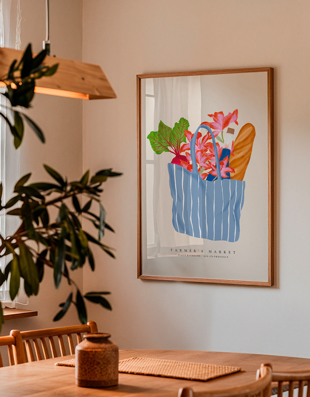 Kökskonst med illustration av marknadspåse