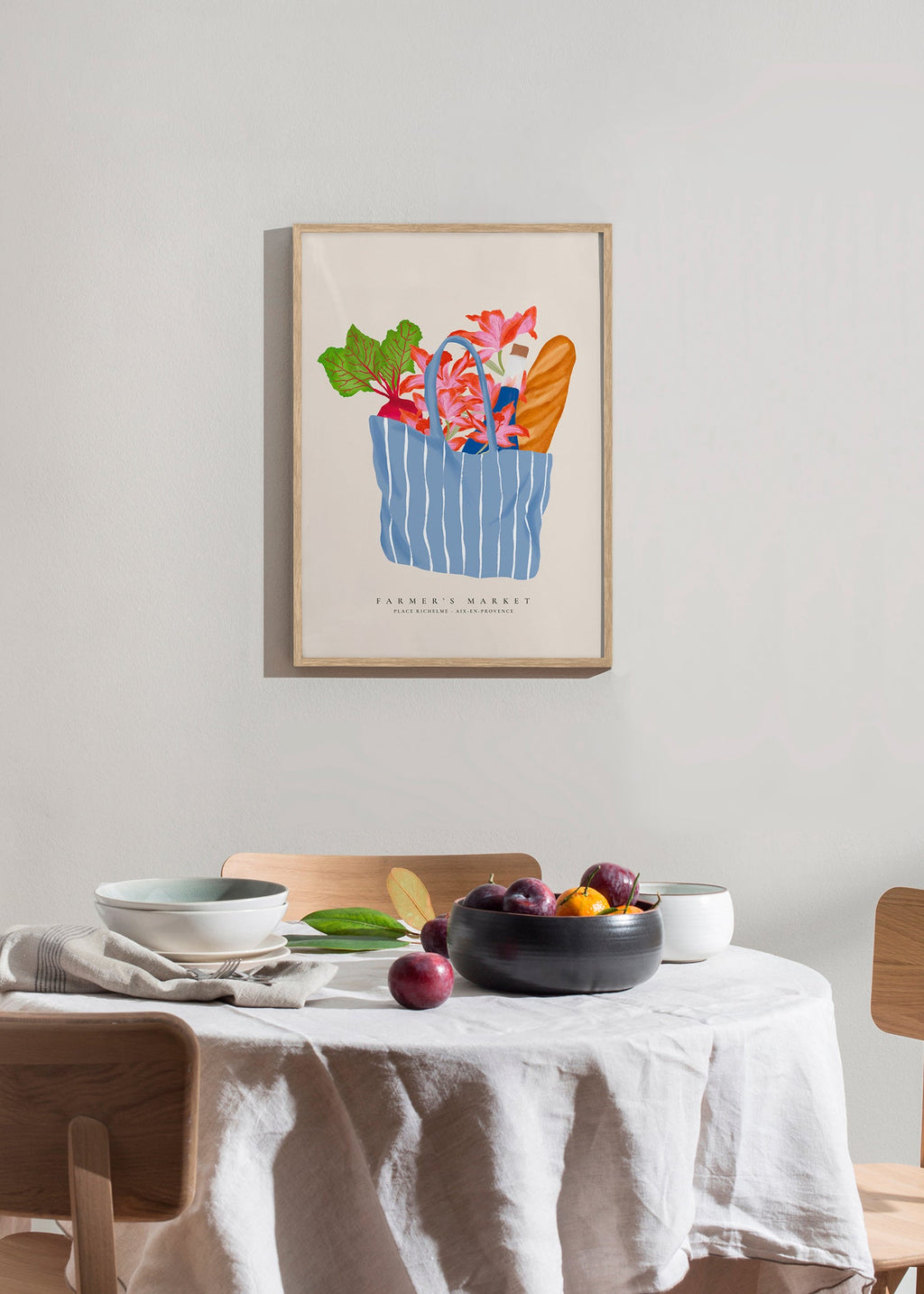 Kökskonst med illustration av marknadspåse