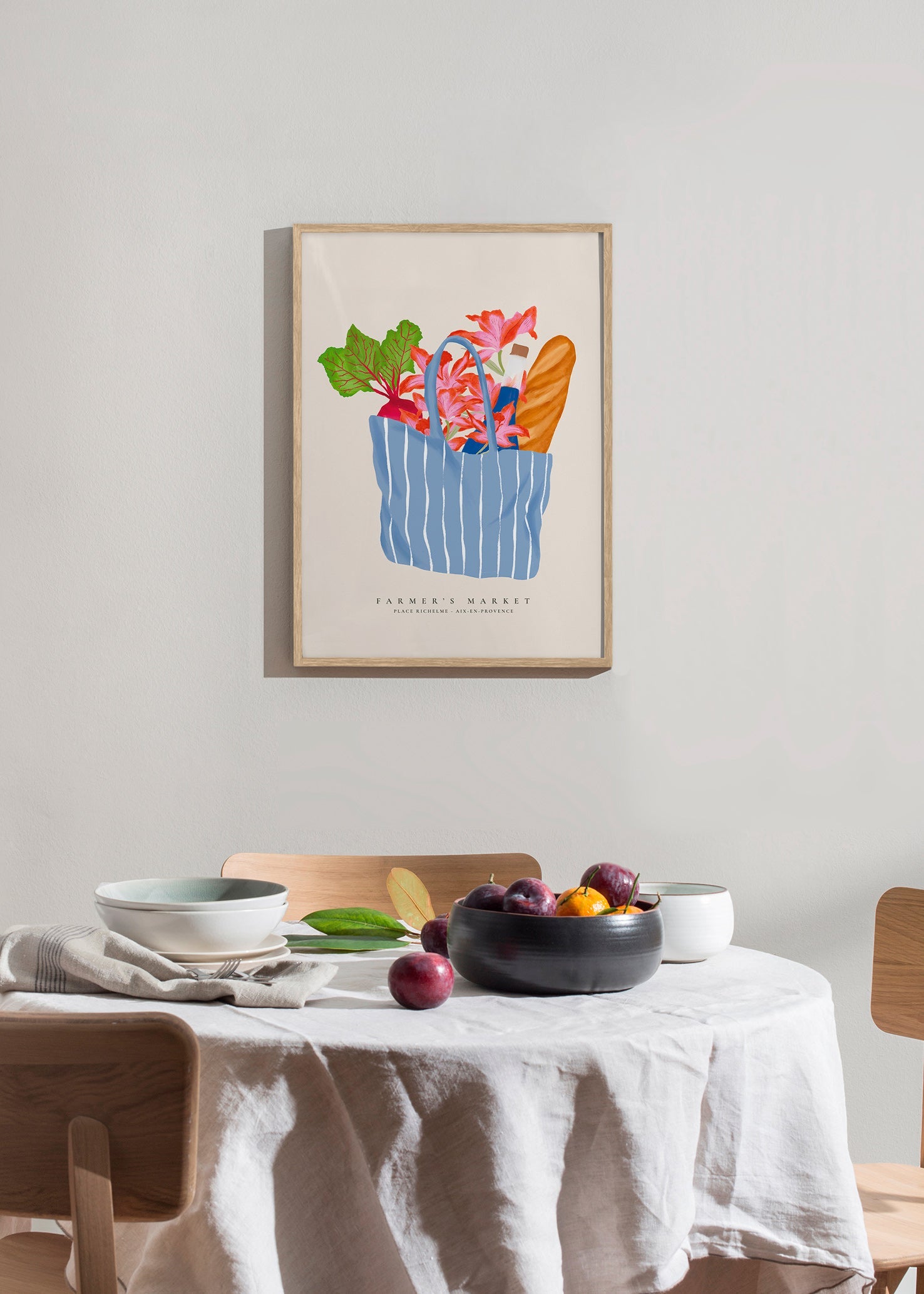 Kökskonst med illustration av marknadspåse