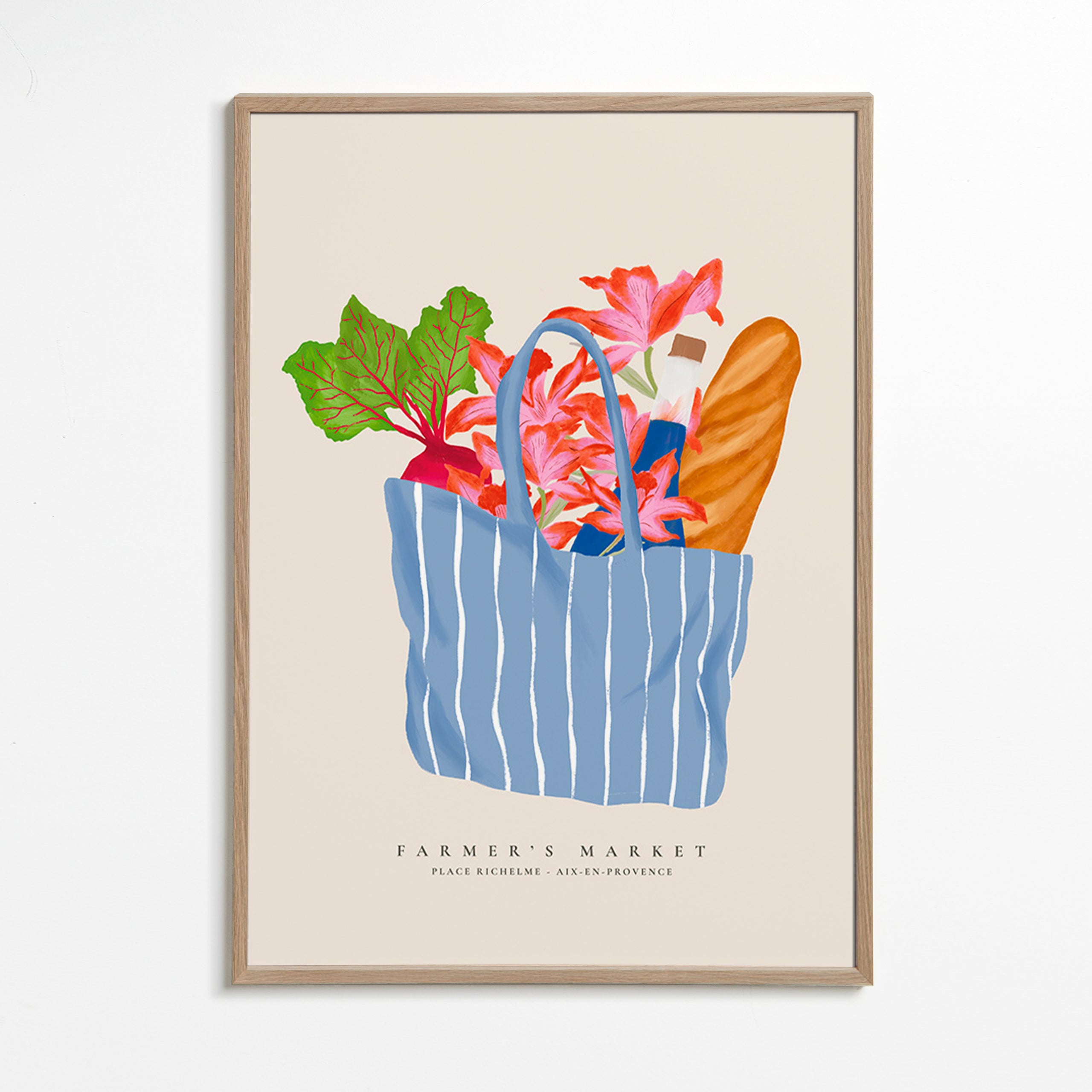 Kökskonst med illustration av marknadspåse
