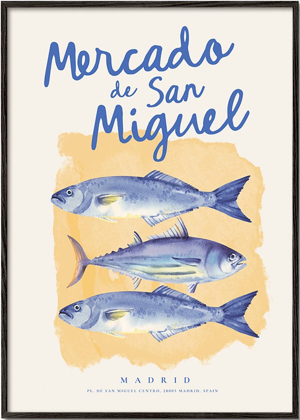 Kökskonst Mercado de San Miguel med blå fisk