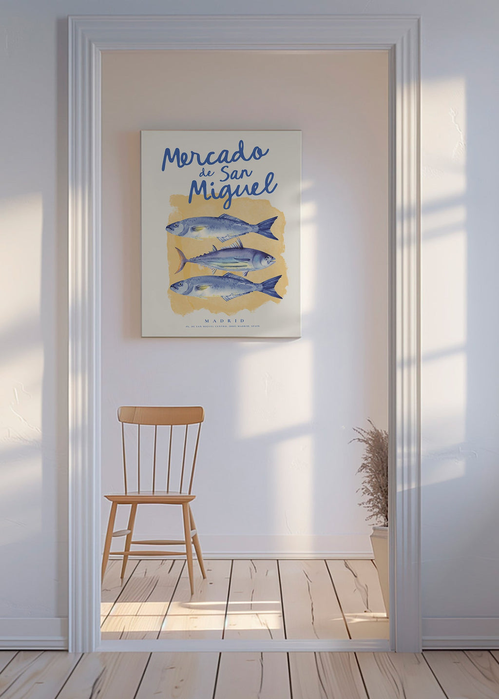 Kökskonst Mercado de San Miguel med blå fisk