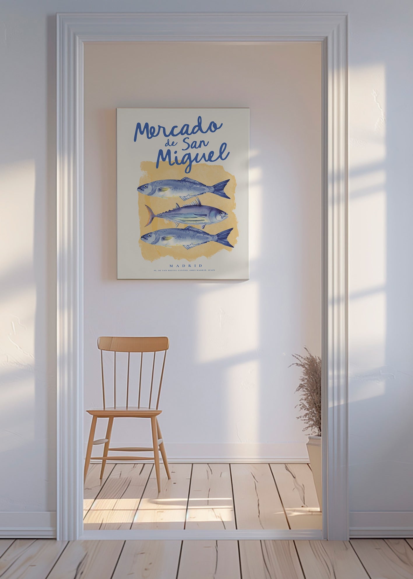 Kökskonst Mercado de San Miguel med blå fisk