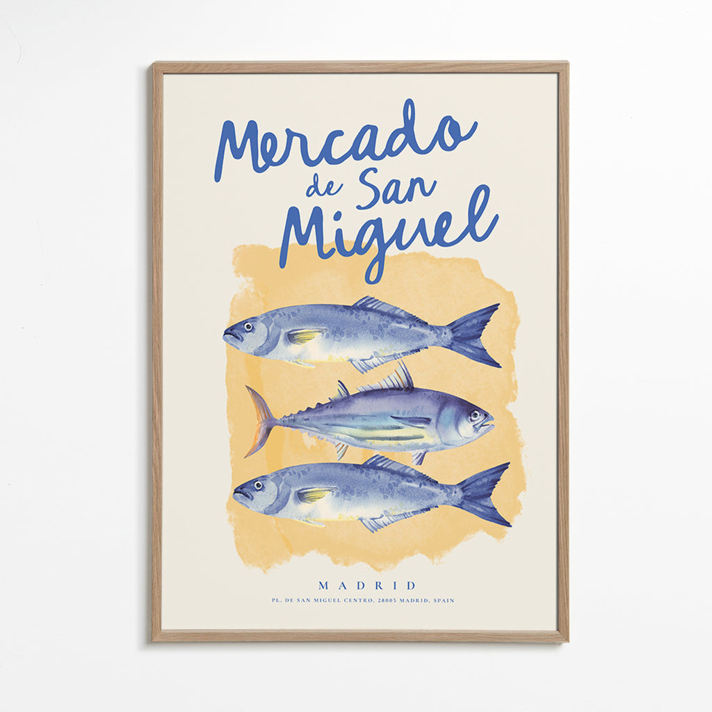 Kökskonst Mercado de San Miguel med blå fisk